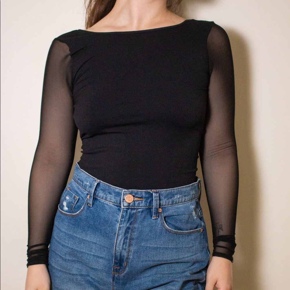 Free People Intimate Mesh Long Sleeve Top